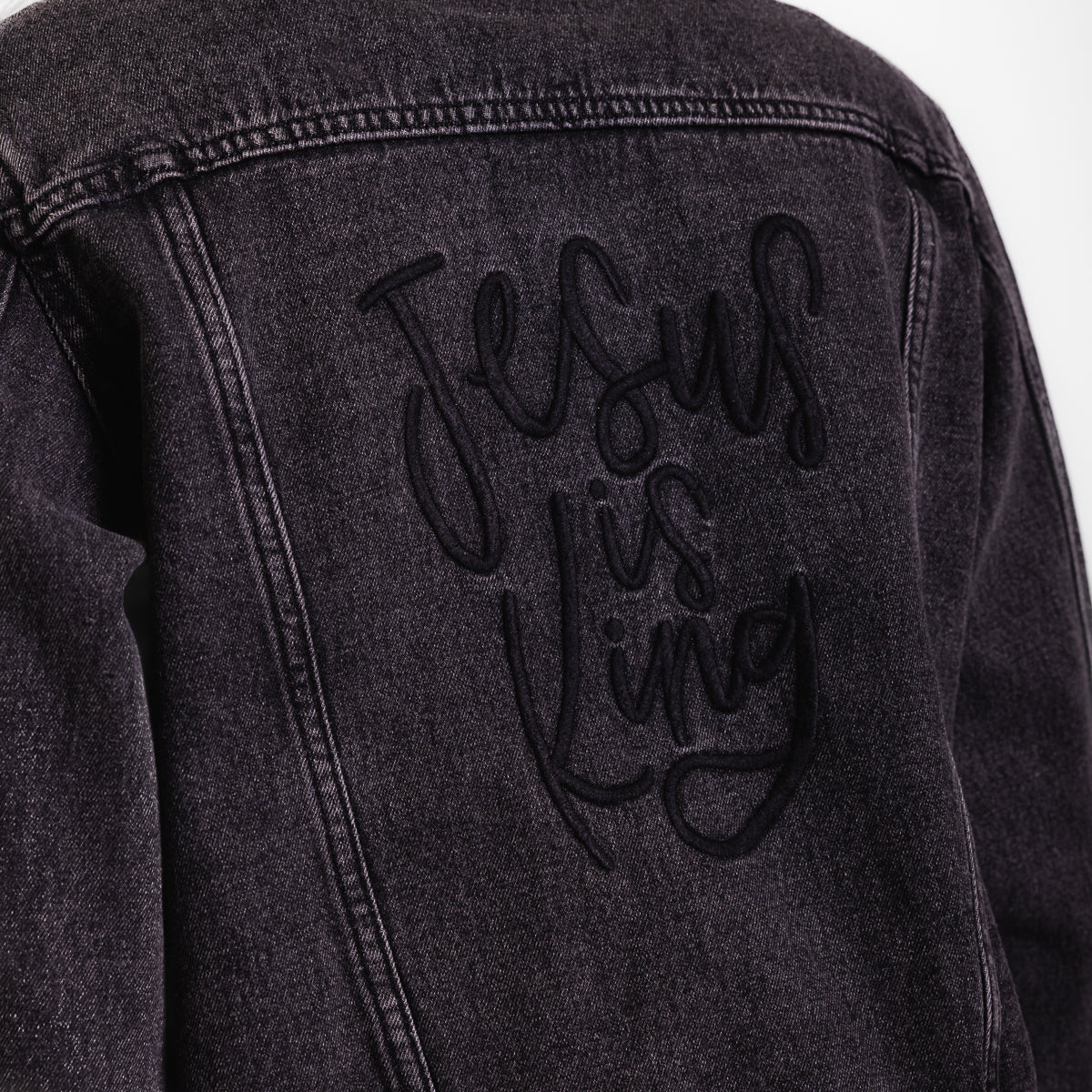 Vintage Washed Jesus is King Denim Jacket