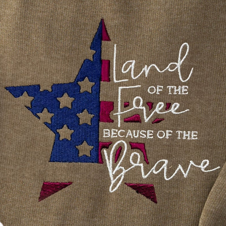 Land of the Free Embroidered Crewneck Sweatshirt