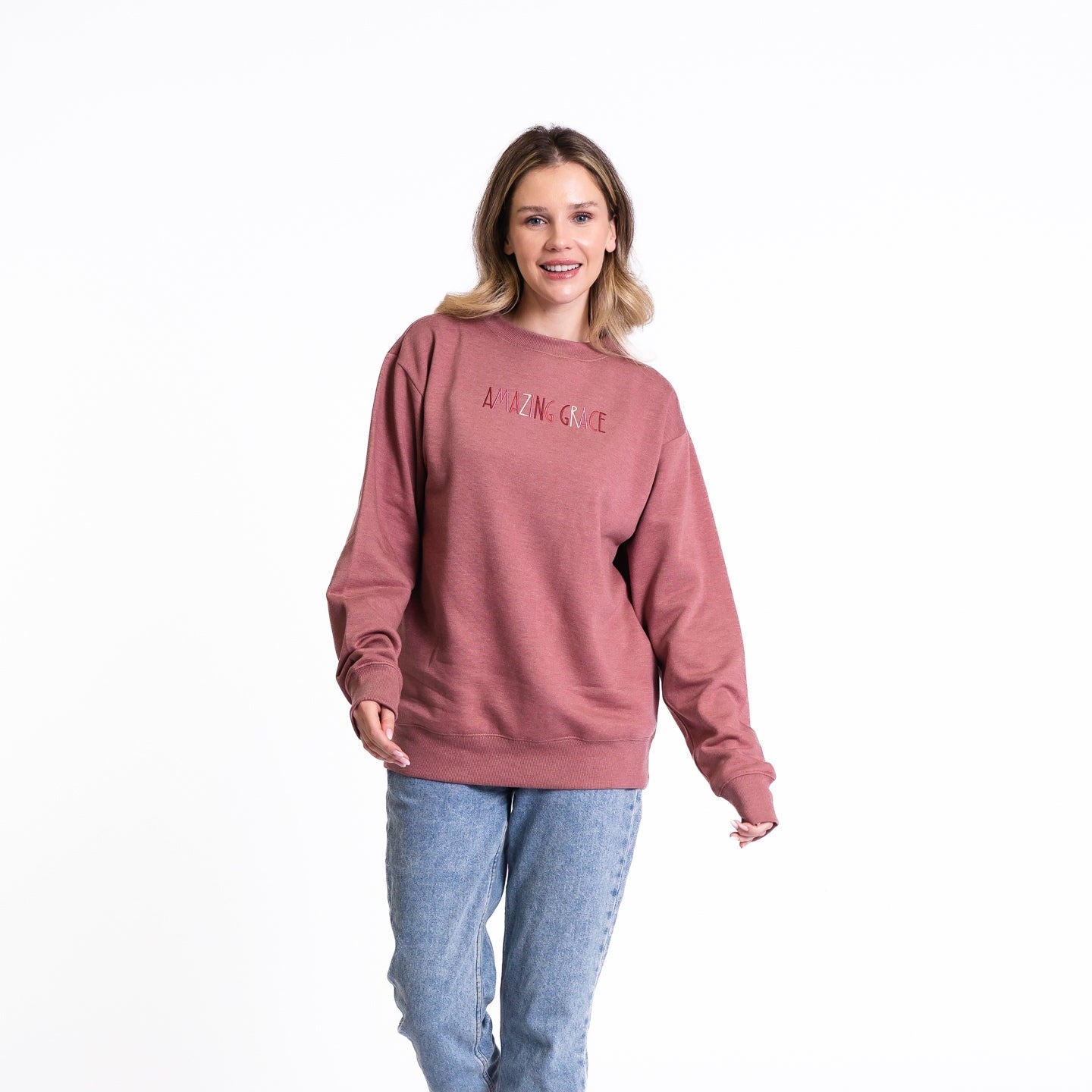 Amazing Grace Embroidered Crewneck Sweatshirt