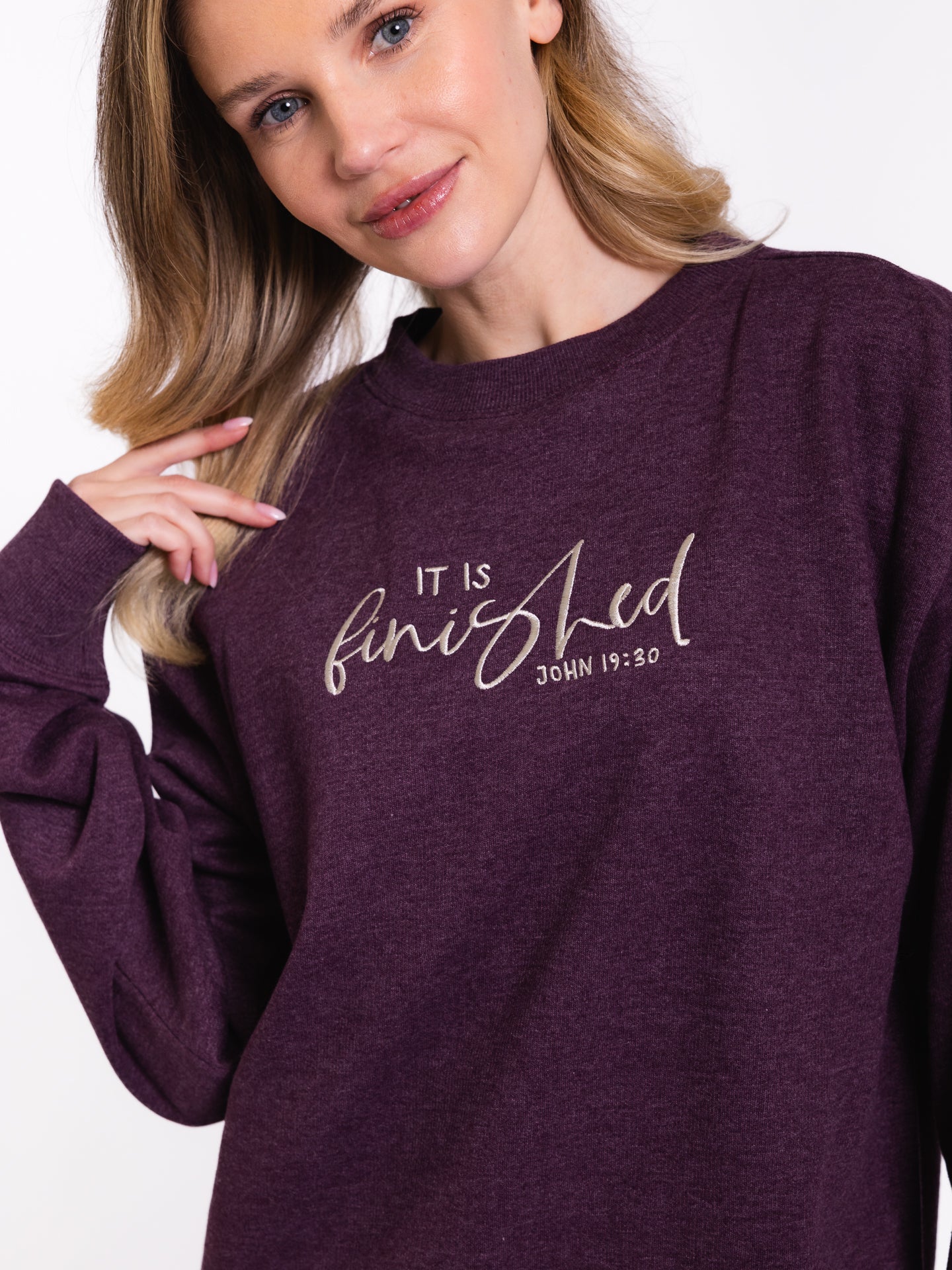 Embroidered It is Finished Sweatshirt