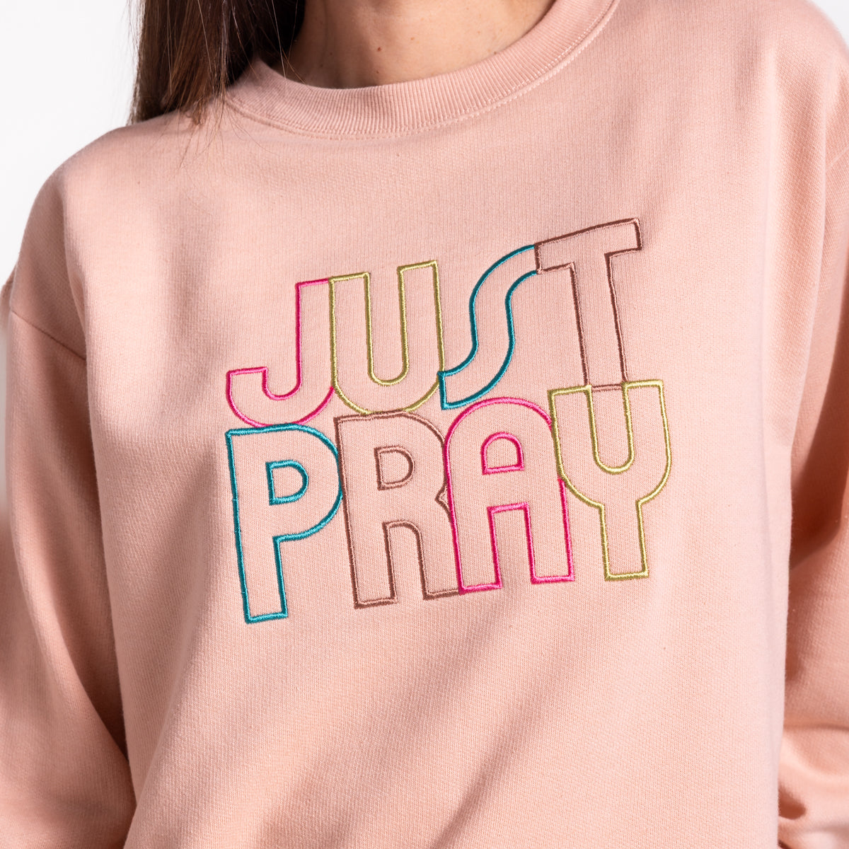 Embroidered Just Pray Sweatshirt