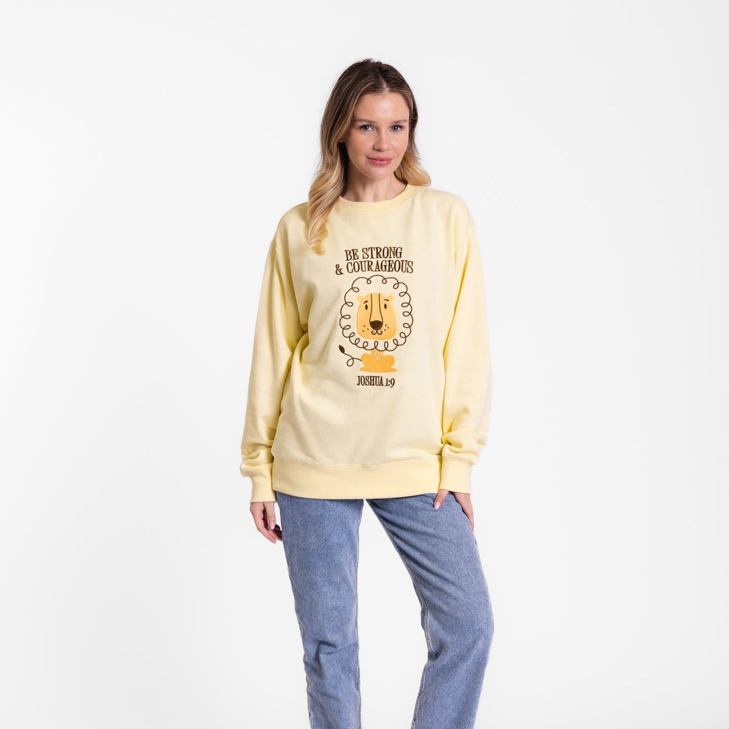 Strong and Courageous Embroidered Crewneck Sweatshirt