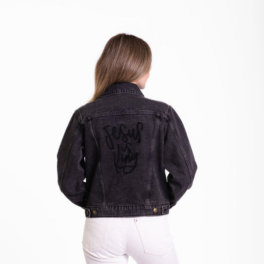 Vintage Washed Jesus is King Denim Jacket