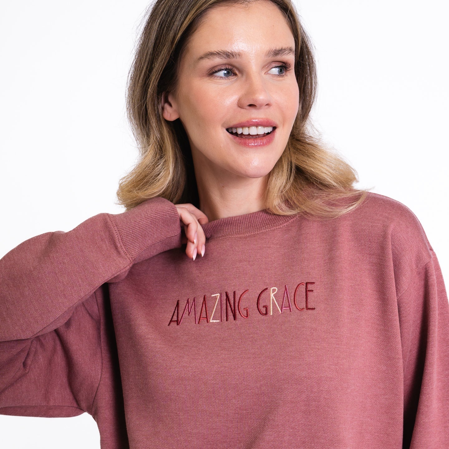 Amazing Grace Embroidered Crewneck Sweatshirt