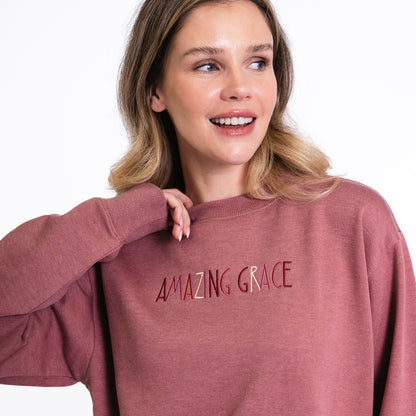 Amazing Grace Embroidered Crewneck Sweatshirt