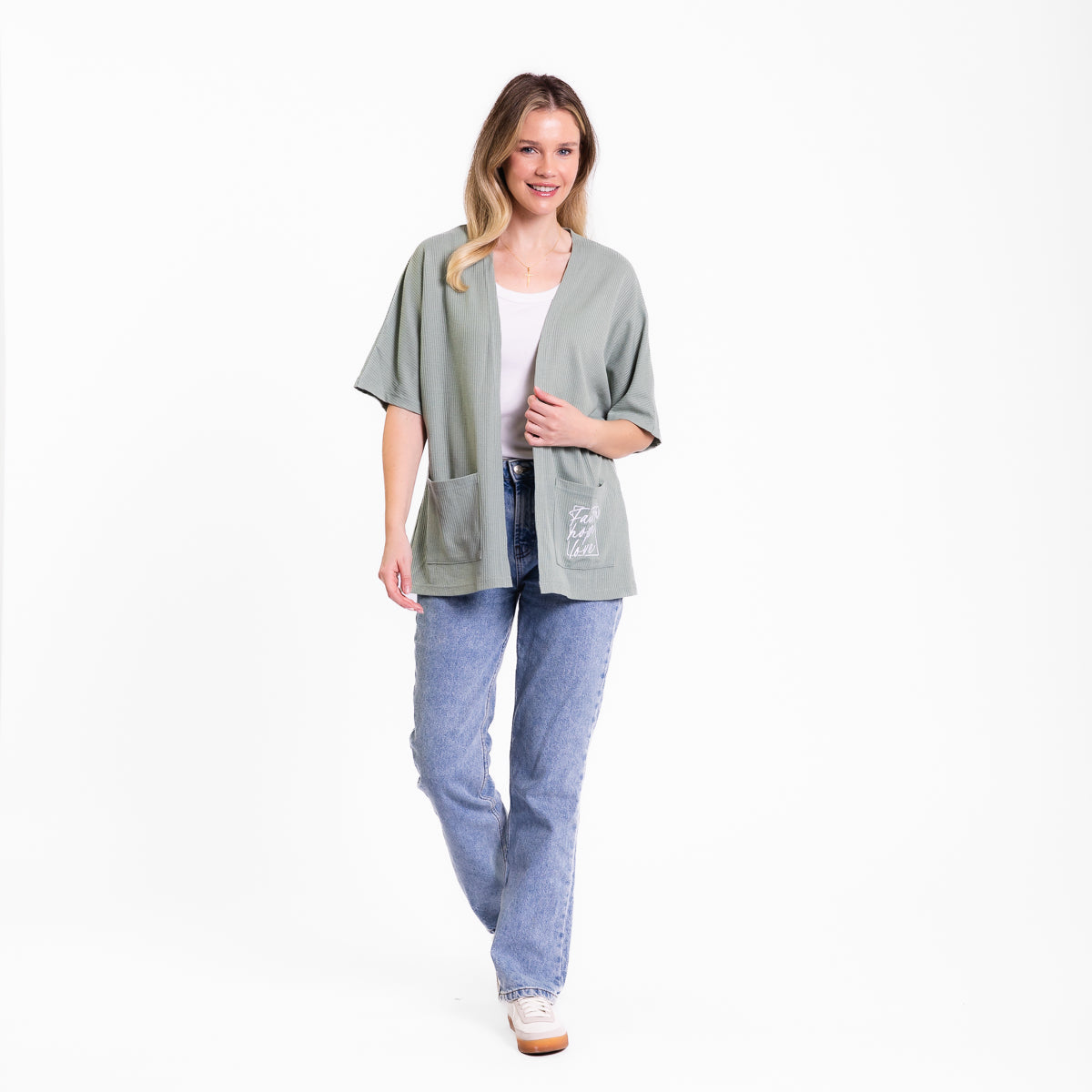 Faith Hope Love Waffle Knit Kimono