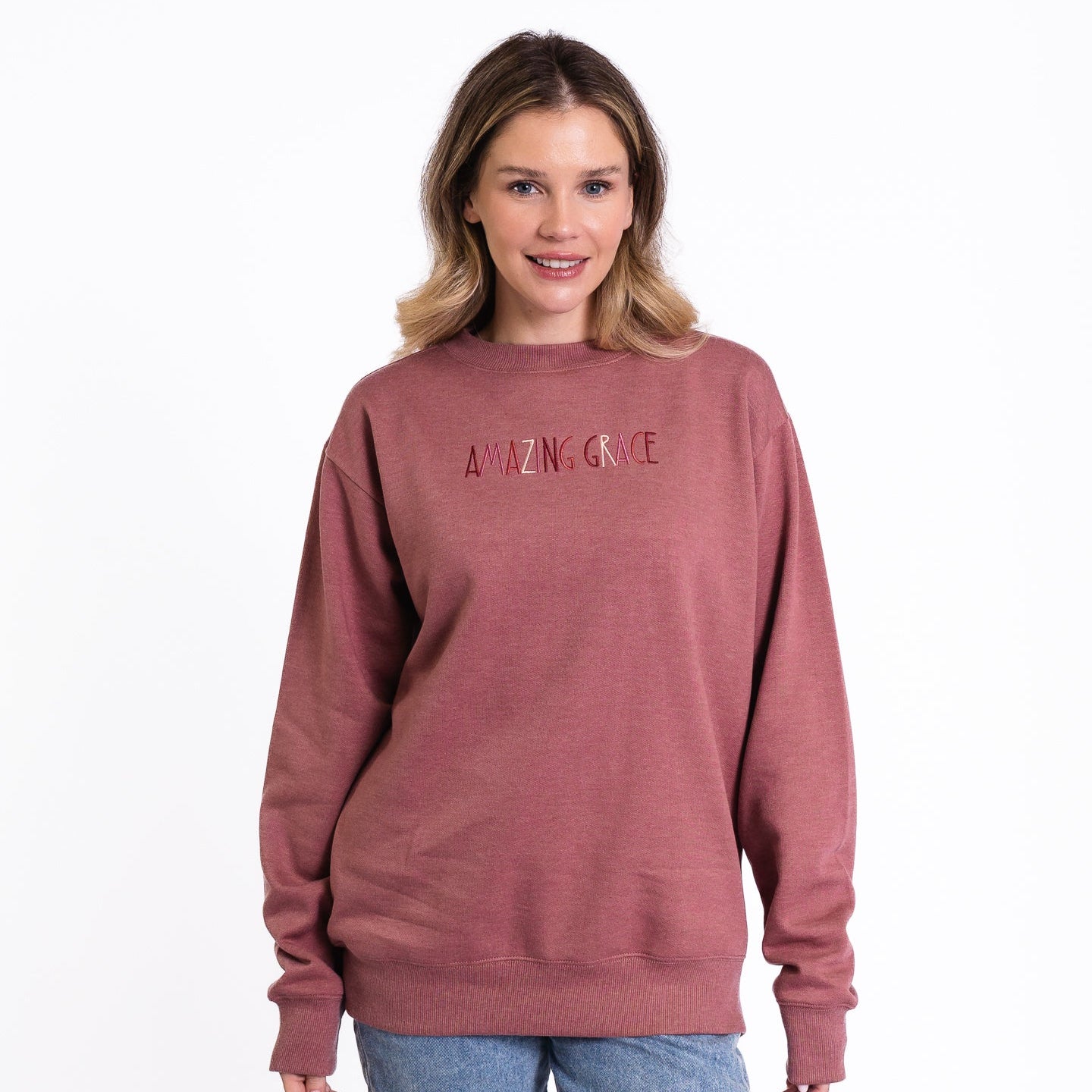 Amazing Grace Embroidered Crewneck Sweatshirt