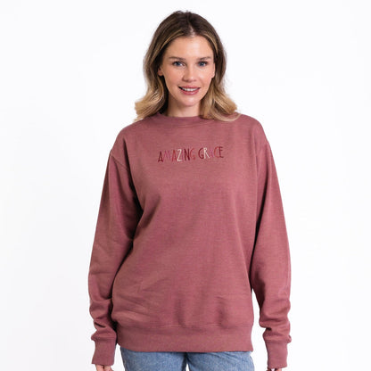 Amazing Grace Embroidered Crewneck Sweatshirt
