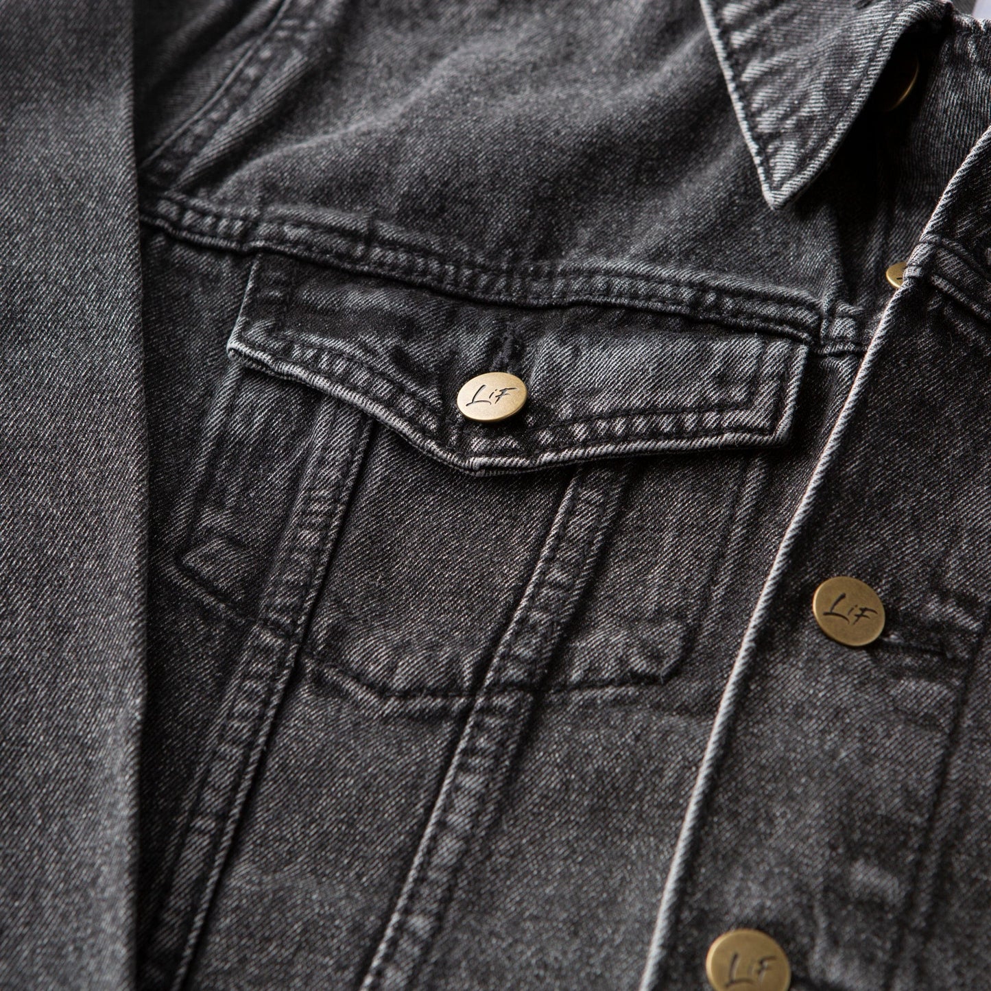 Vintage Washed Faith Over Fear Denim Jacket