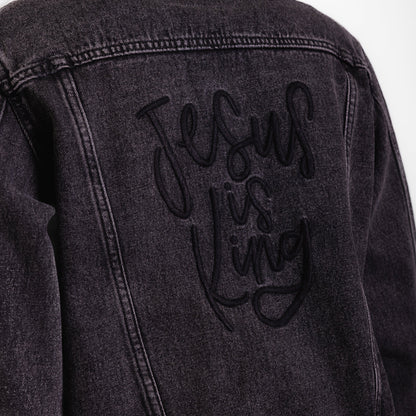 Vintage Washed Jesus is King Denim Jacket