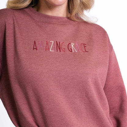 Amazing Grace Embroidered Crewneck Sweatshirt