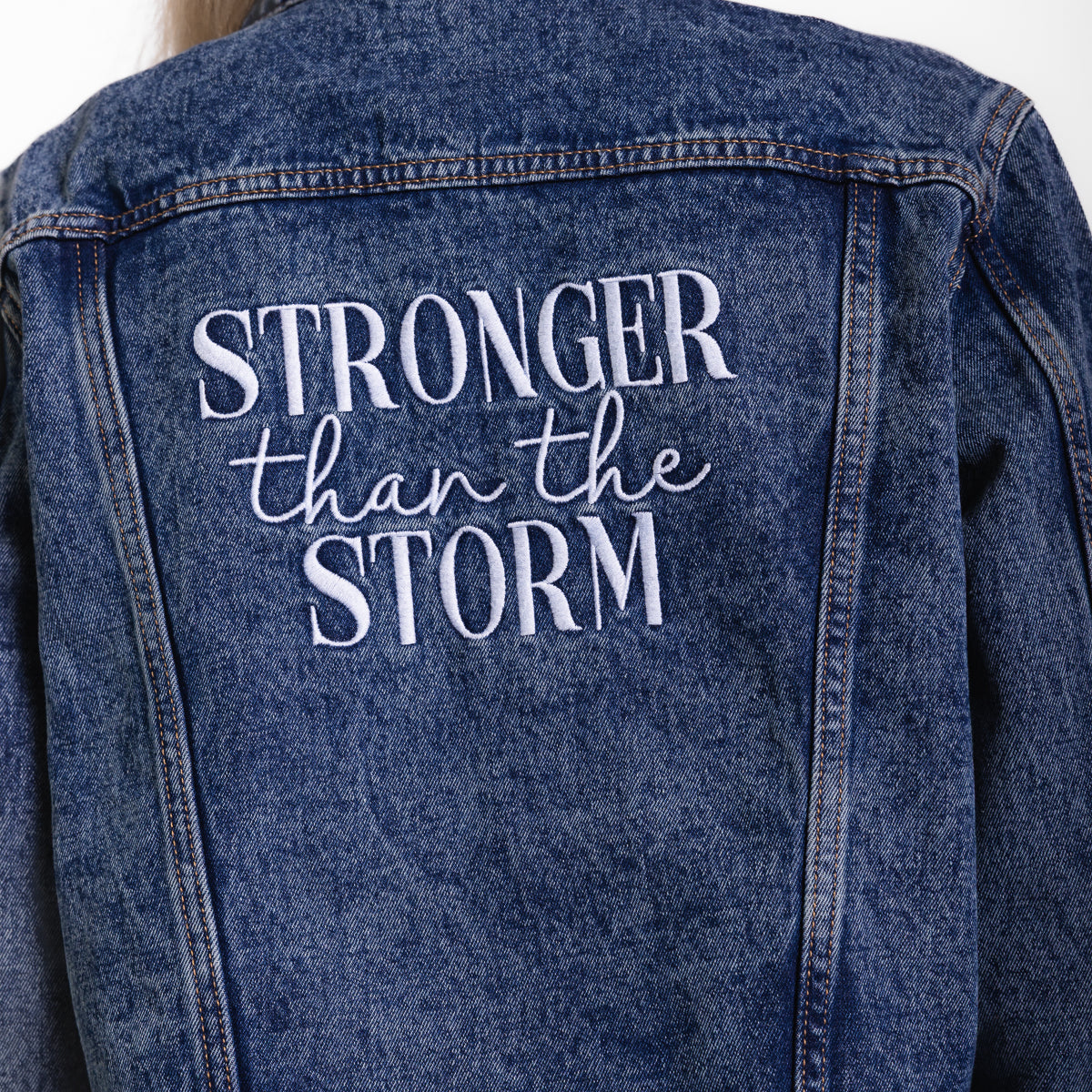 Vintage Washed Stronger Than The Storm Denim Jacket