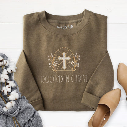Embroidered Rooted In Christ Sweatshirt