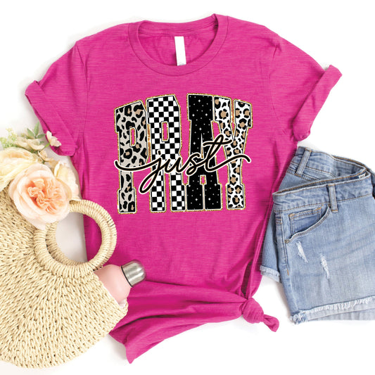 Just Pray Mixed Pattern Tee