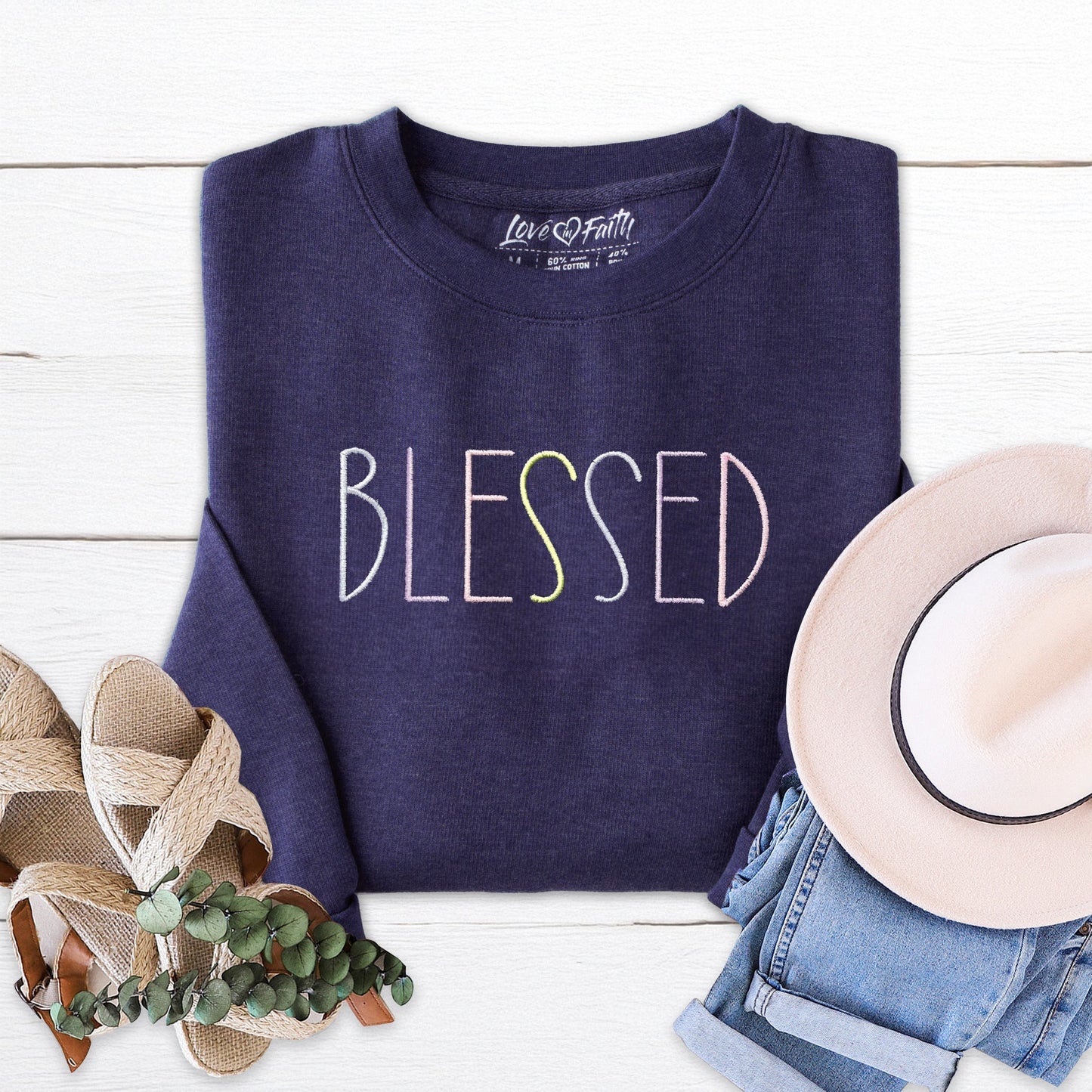 Blessed Embroidered Crewneck Sweatshirt