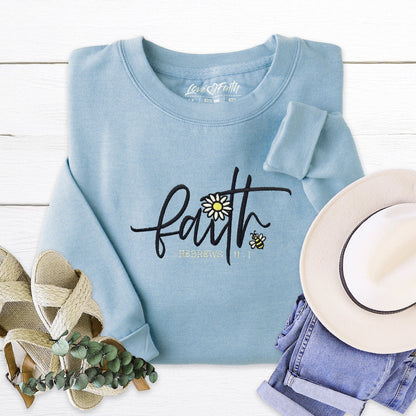Faith Flower Embroidered Crewneck Sweatshirt