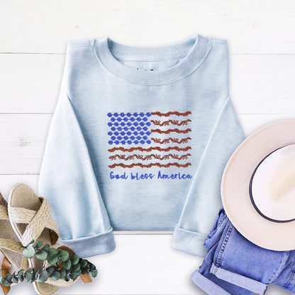God Bless America Embroidered Crewneck Sweatshirt