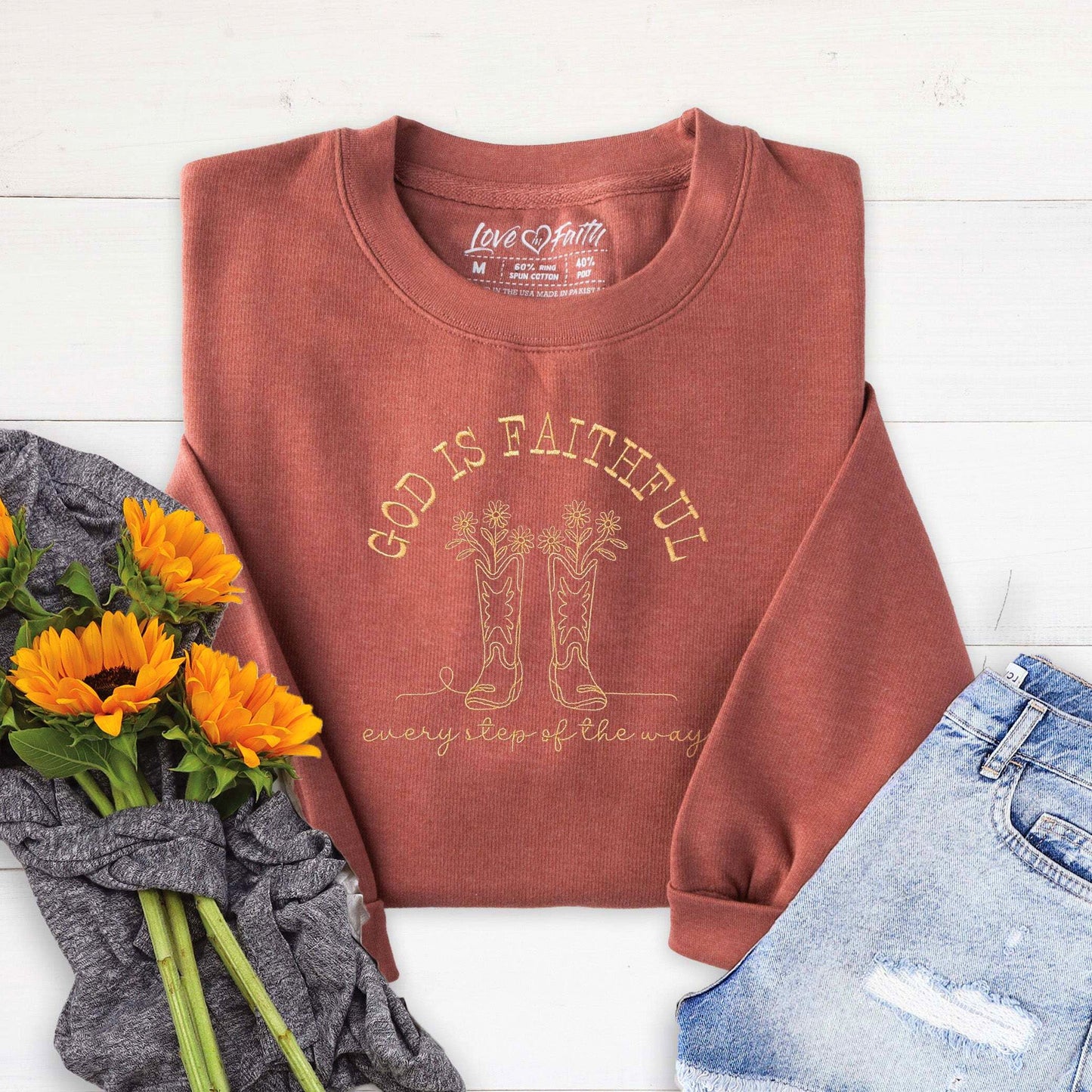 Embroidered God Is Faithful Sweatshirt