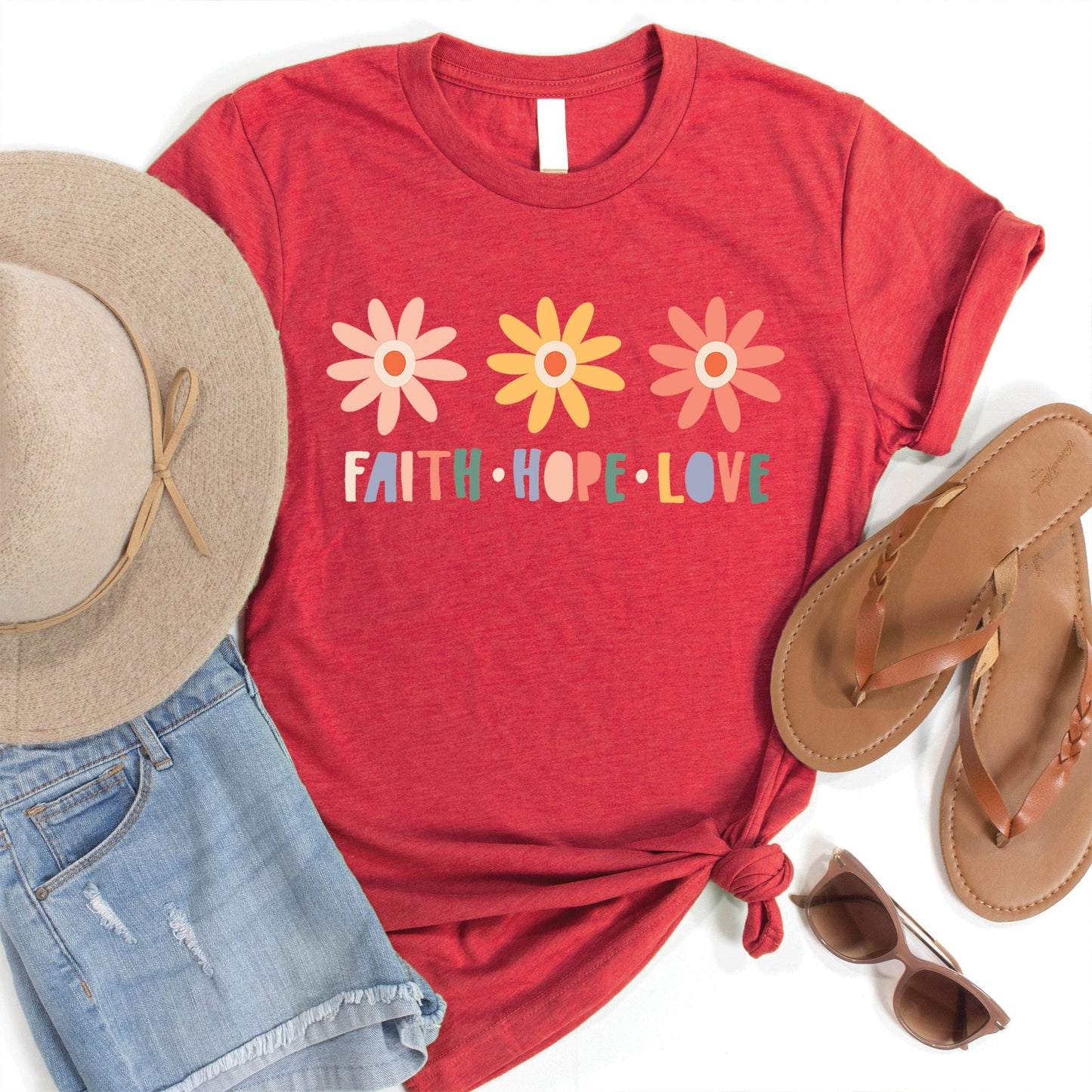 Faith Hope Love Flowers Tee