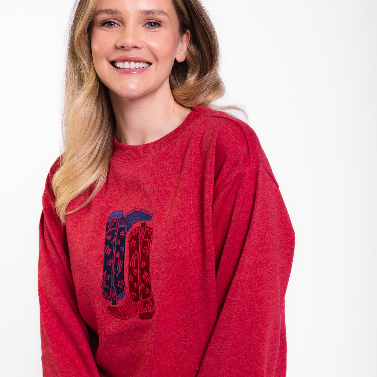 USA Boots Embroidered Crewneck Sweatshirt