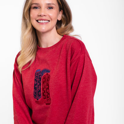USA Boots Embroidered Crewneck Sweatshirt