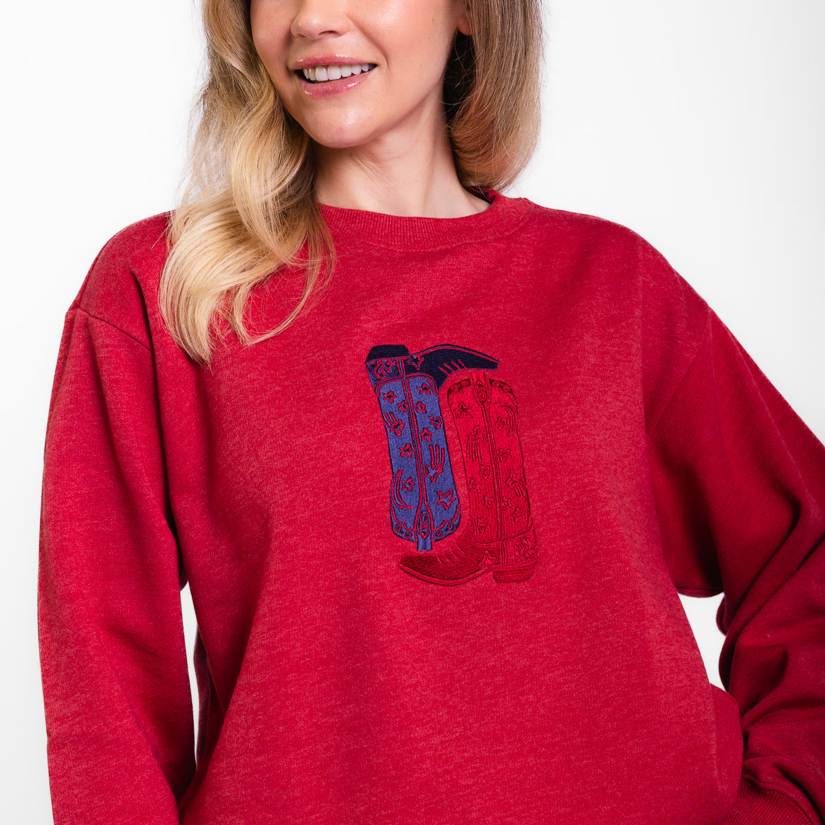 USA Boots Embroidered Crewneck Sweatshirt