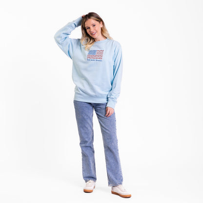 God Bless America Embroidered Crewneck Sweatshirt