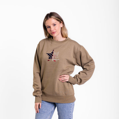 Land of the Free Embroidered Crewneck Sweatshirt