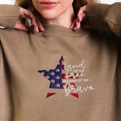 Land of the Free Embroidered Crewneck Sweatshirt