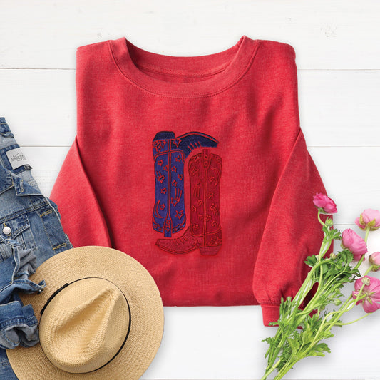 USA Boots Embroidered Crewneck Sweatshirt