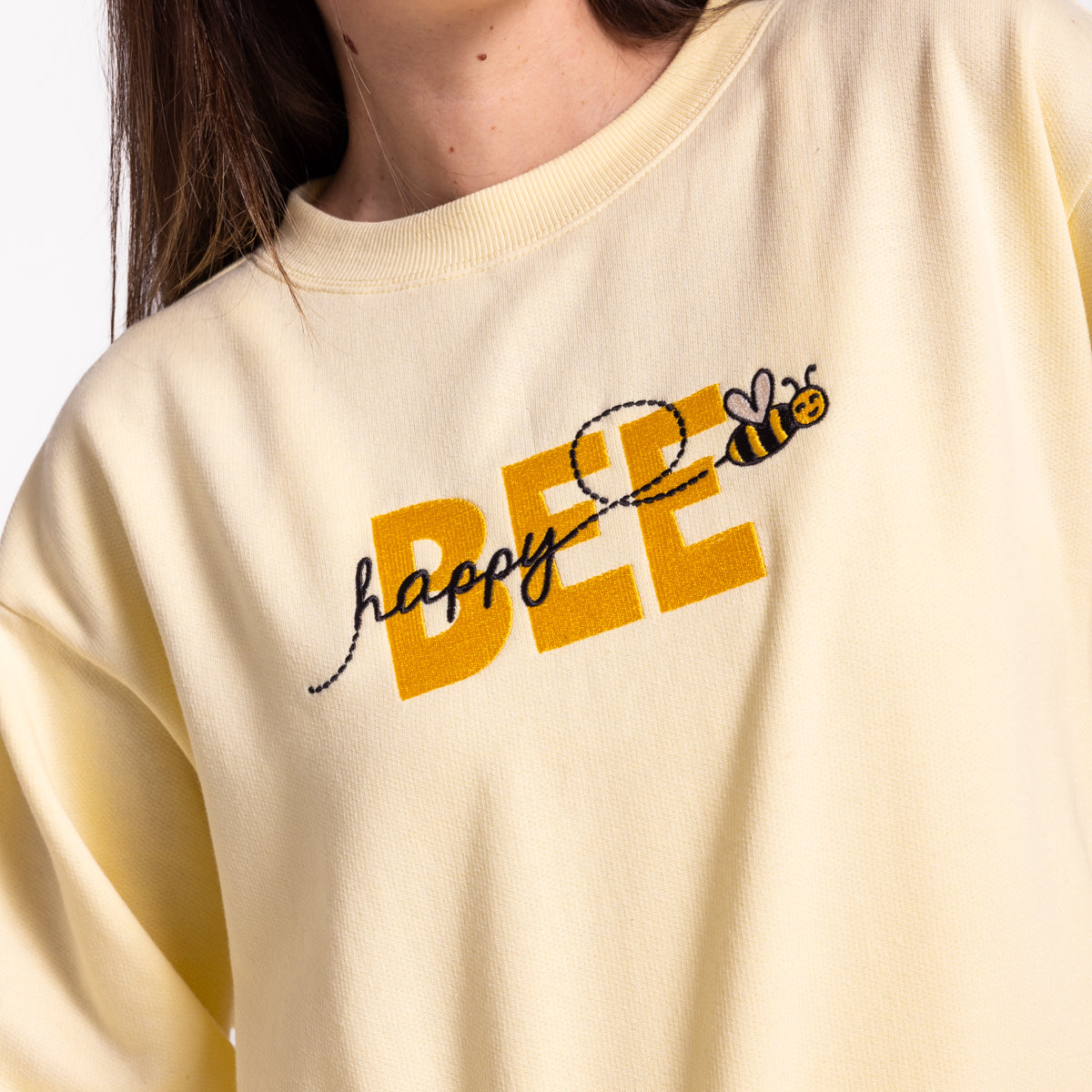 Embroidered Bee Happy Sweatshirt