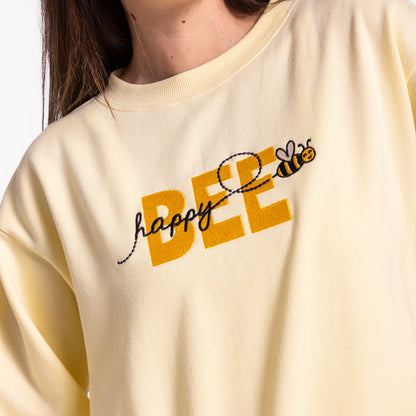 Embroidered Bee Happy Sweatshirt