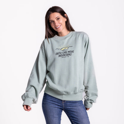 Faith Can Move Mountains Embroidered Crewneck Sweatshirt