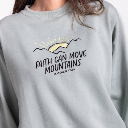 Faith Can Move Mountains Embroidered Crewneck Sweatshirt