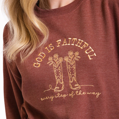 Embroidered God Is Faithful Sweatshirt
