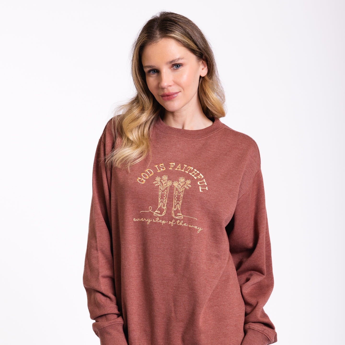 Embroidered God Is Faithful Sweatshirt