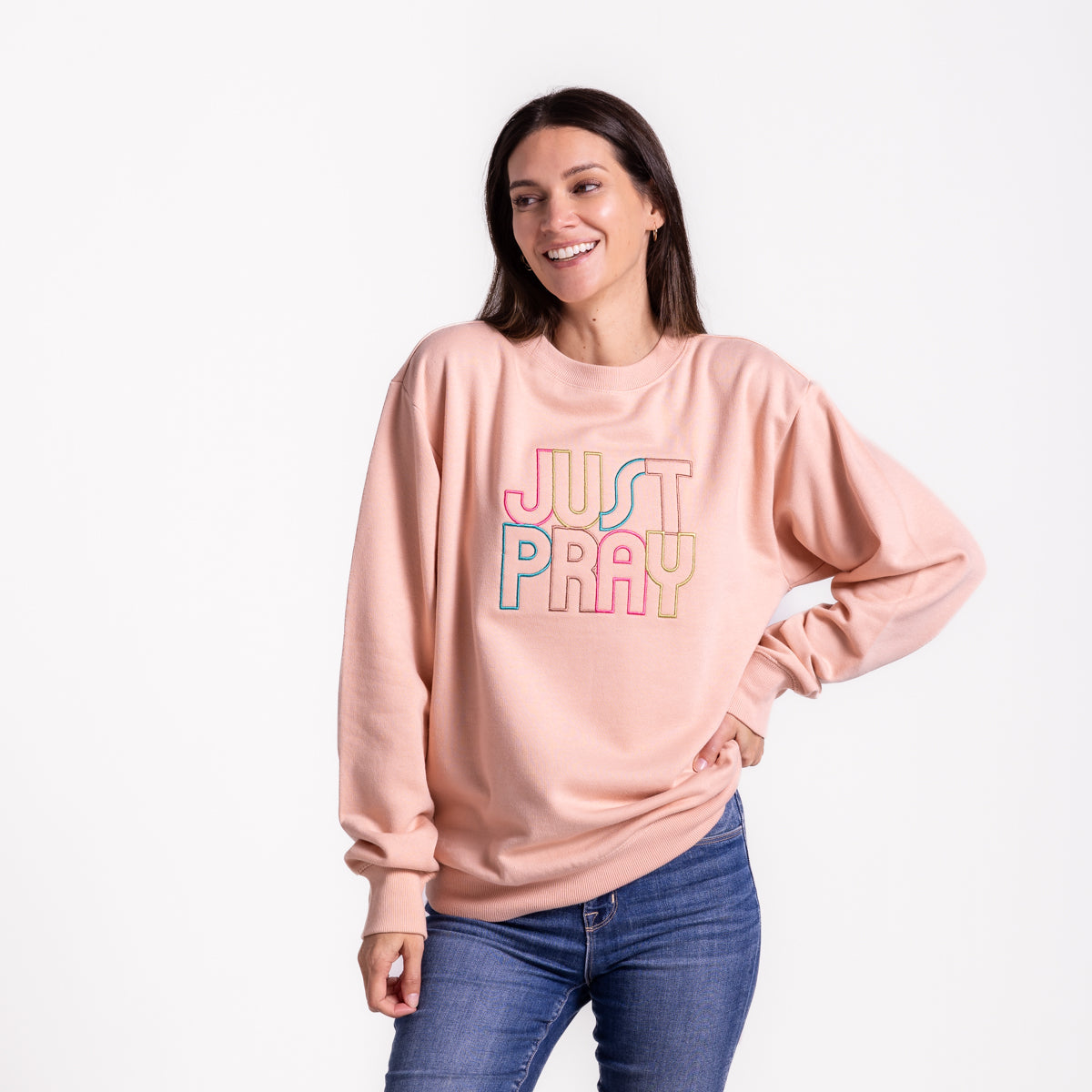 Embroidered Just Pray Sweatshirt