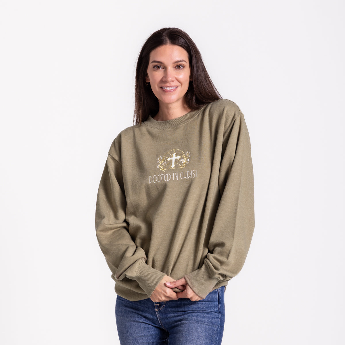 Embroidered Rooted In Christ Sweatshirt
