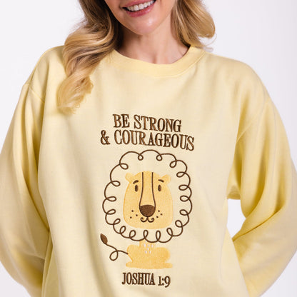 Strong and Courageous Embroidered Crewneck Sweatshirt