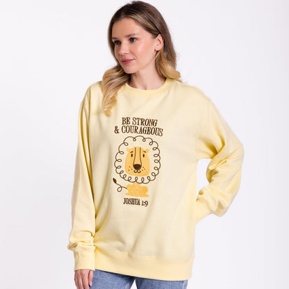 Strong and Courageous Embroidered Crewneck Sweatshirt