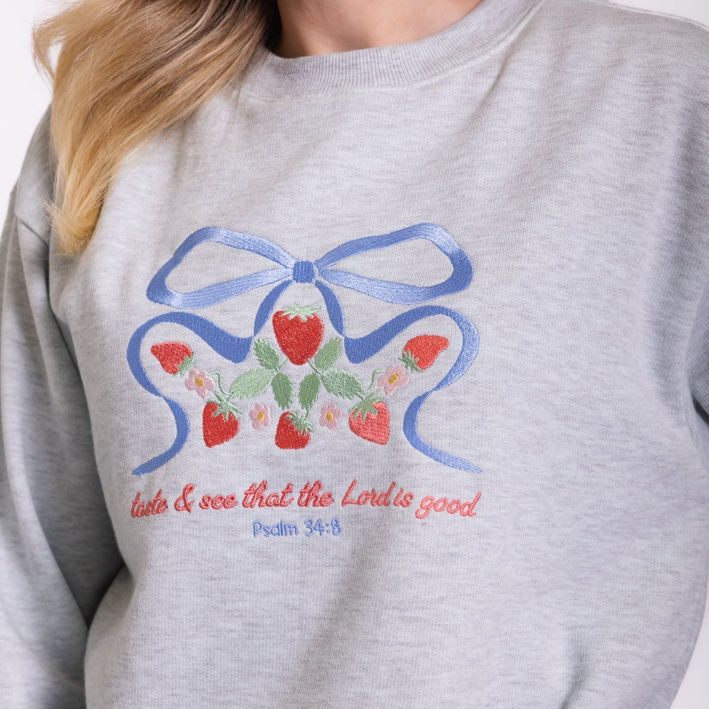 Taste & See Bow Embroidered Crewneck Sweatshirt