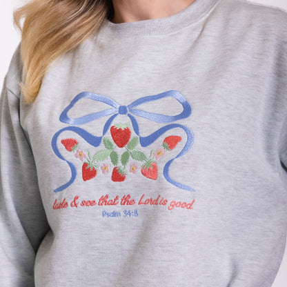 Taste & See Bow Embroidered Crewneck Sweatshirt