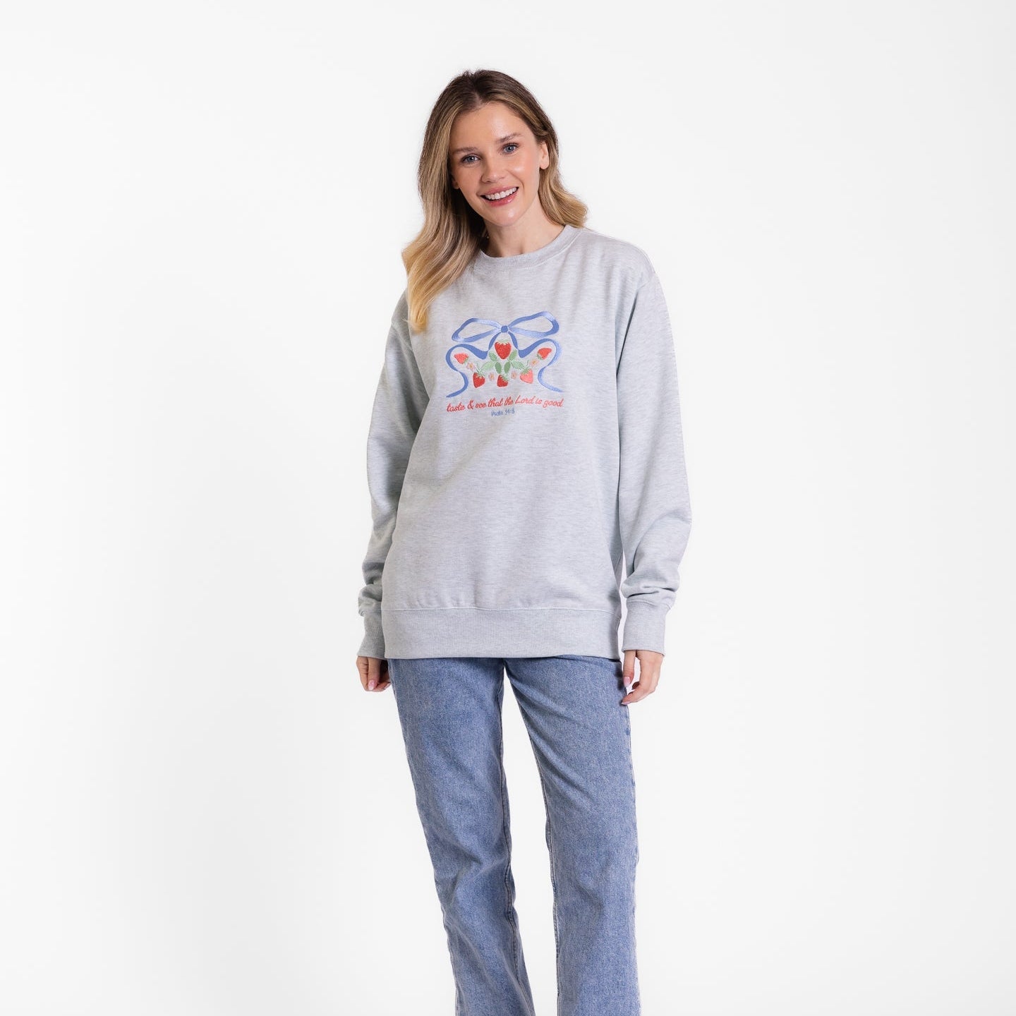 Taste & See Bow Embroidered Crewneck Sweatshirt